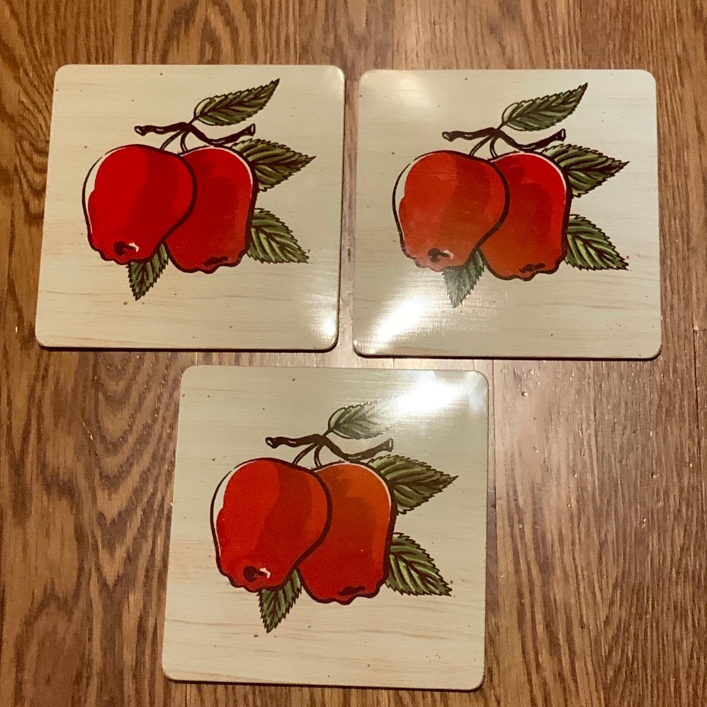 Vintage Ballonoff Trivets Apple Set of 3 Retro Decor 1970s 7 X 7 USA #M1